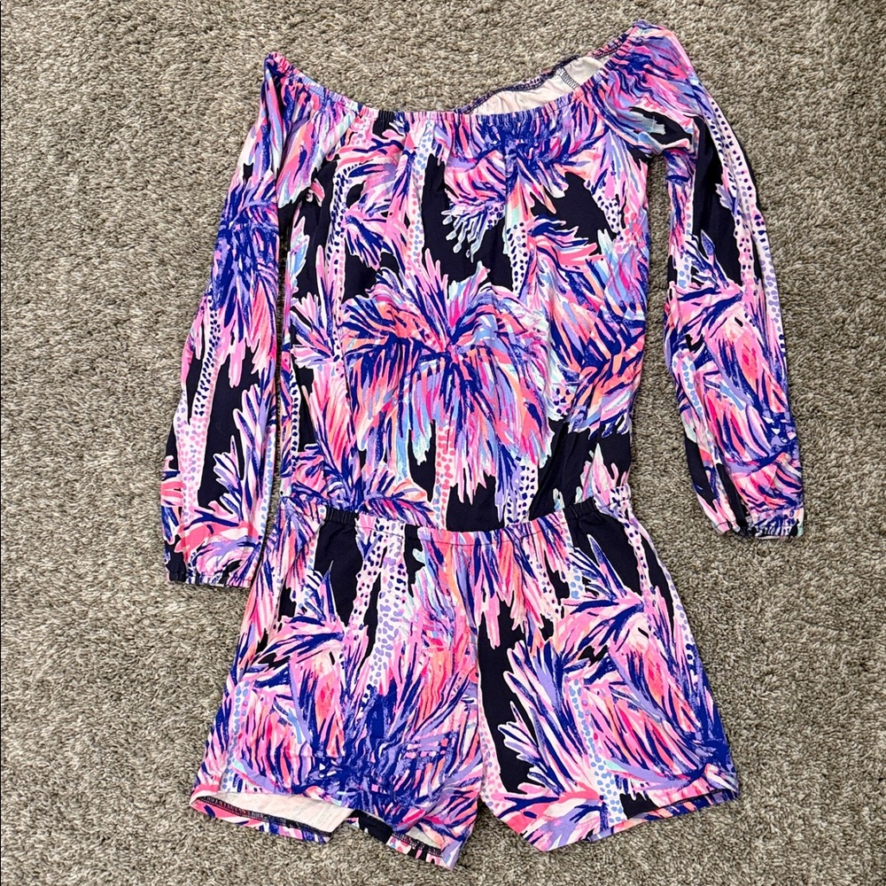Lilly Pulitzer Vibrant Palm Print Romper